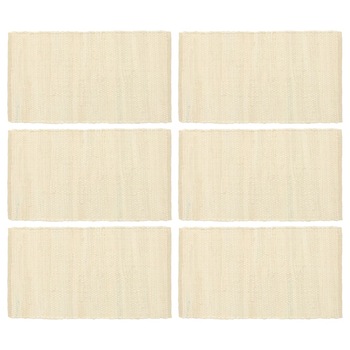 Set de 6 naproane de masa, vidaXL, Bumbac, 30 x 45 cm, Crem Set de 6 naproane de masa, vidaXL, Bumbac, 30 x 45 cm, Crem