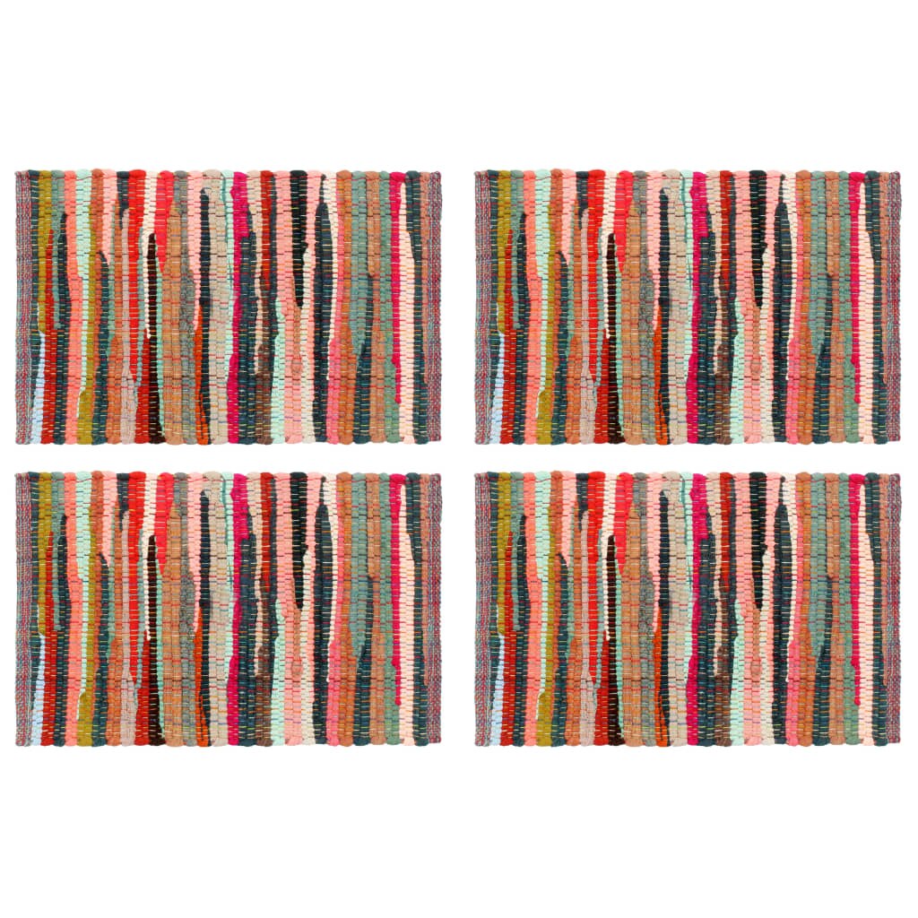 Set de 4 naproane de masa, vidaXL, Bumbac, 30 x 45 cm, Multicolor, dungi