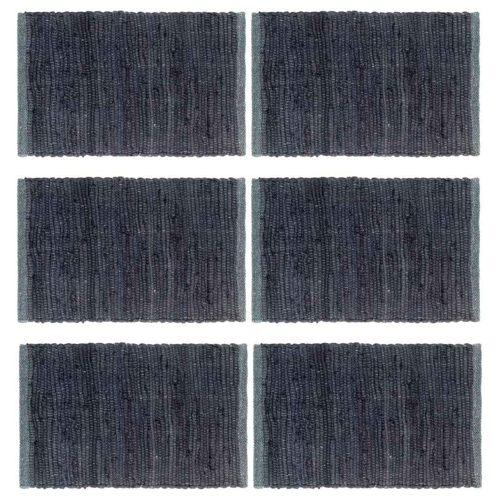 Set de 6 naproane de masa, vidaXL, Bumbac, 30 x 45 cm, Antracit