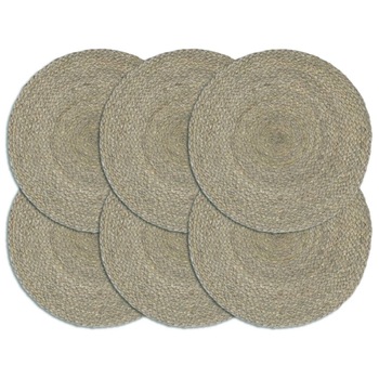 Set de 6 naproane, vidaXL, Iuta, 38 cm, Gri deschis Set de 6 naproane, vidaXL, Iuta, 38 cm, Gri deschis