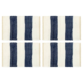 Set de 4 naproane de masa, vidaXL, Bumbac, 30 x 45 cm, Alb/Albastru dungi groase Set de 4 naproane de masa, vidaXL, Bumbac, 30 x 45 cm, Alb/Albastru dungi groase
