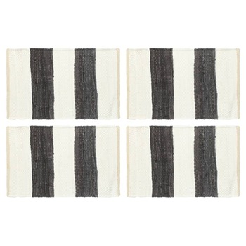 Set de 4 naproane chindi, vidaXL, Bumbac, 30 x 45 cm, Alb/Antracit Set de 4 naproane chindi, vidaXL, Bumbac, 30 x 45 cm, Alb/Antracit