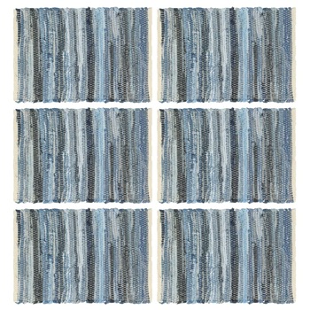 Set de 6 naproane de masa, vidaXL, Bumbac, 30 x 45 cm, Albastru dungi Set de 6 naproane de masa, vidaXL, Bumbac, 30 x 45 cm, Albastru dungi