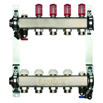 Distribuitor si colector cu debitmetre Herz 12 circuite pentru incalzire in pardoseala Distribuitor si colector cu debitmetre Herz 12 circuite pentru incalzire in pardoseala