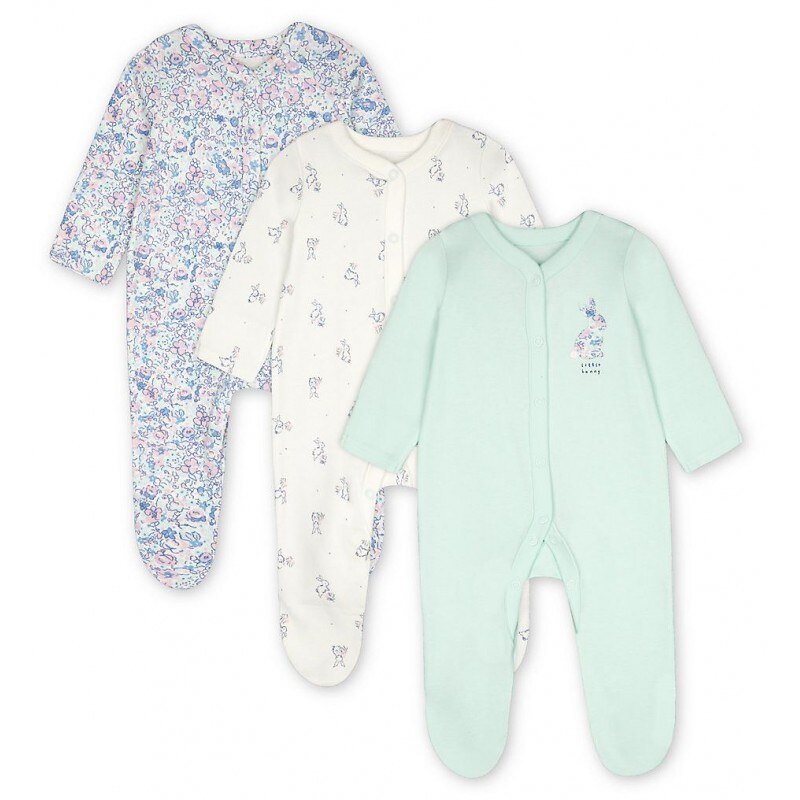 Pijamale, set 3 piese, Mothercare, Girl Bunny, Multicolor