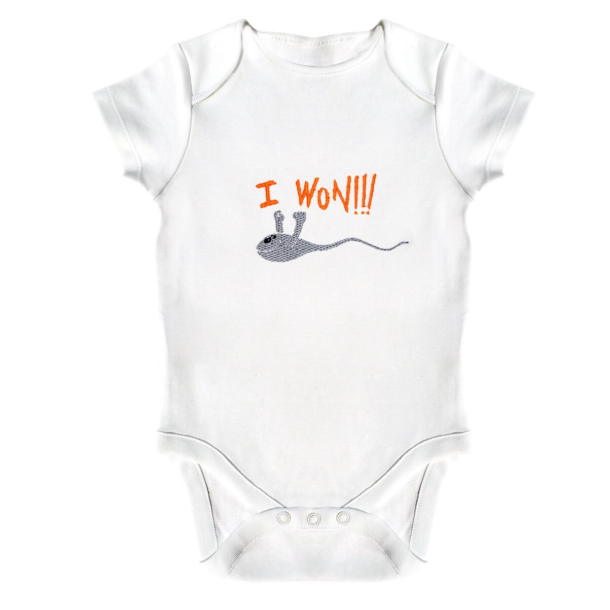 Body bebe, LWS, bumbac organic, brodat, model I Won, Alb