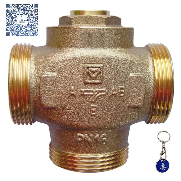 Robinet termostatic 3 cai incalzire Herz Teplomix (11/2 FE plan) DN32, cod 1 7766 04