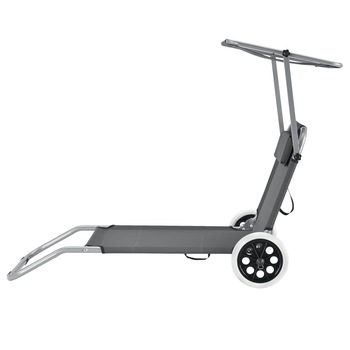 Set 2 bucati sezlong cu parasolar si roti Sonnenliege HTCB-1308, casa.pro,146 x 52 x 15 cm, otel/poliester, gri inchis Set 2 bucati sezlong cu parasolar si roti Sonnenliege HTCB-1308, casa.pro,146 x 52 x 15 cm, otel/poliester, gri inchis