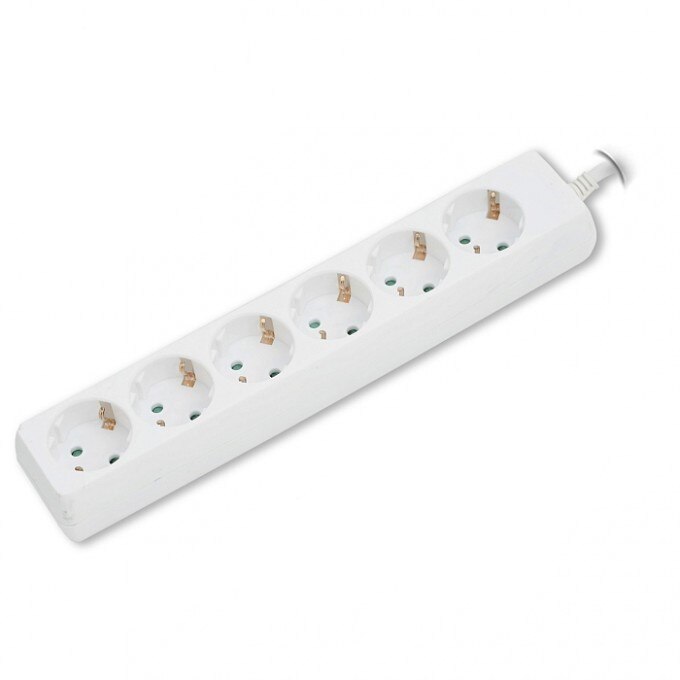 Prelungitor, 6 prize, 3 m, protectie pentru copii, culoare alba