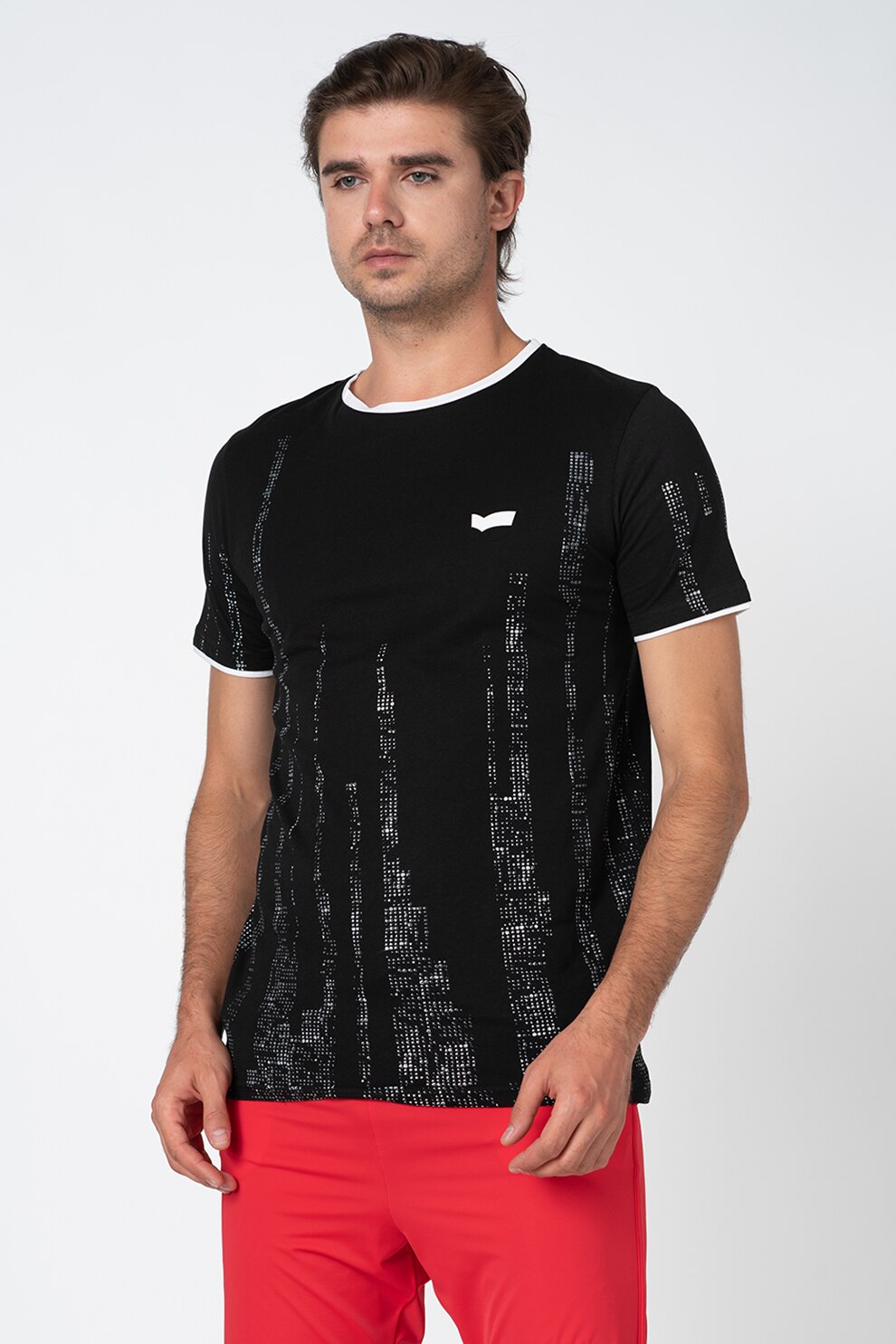 GAS, Tricou cu decolteu la baza gatului, Negru