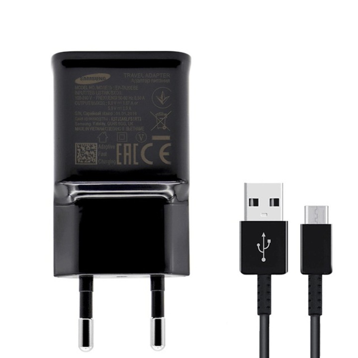 Бързо зарядно SAMSUNG 5V 2A - за S8 S8 Plus S9 + 1M Type-C USB C кабел Черен
