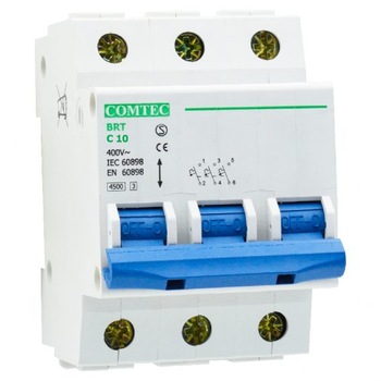 Intrerupator automat BRT tripolar COMTEC, 10A, curba C Intrerupator automat BRT tripolar COMTEC, 10A, curba C