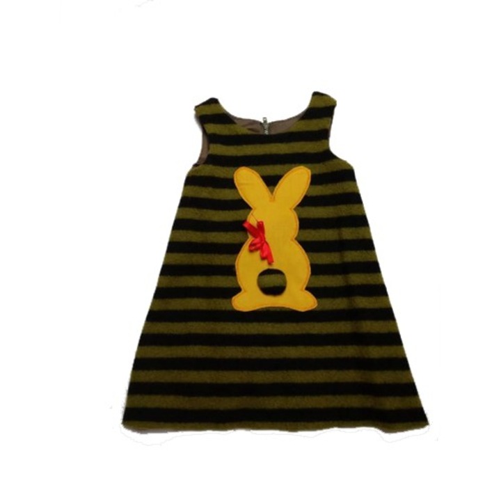 Детска рокля Елза Чех Зайка5 , зелено/ черно/жълто, 110см.