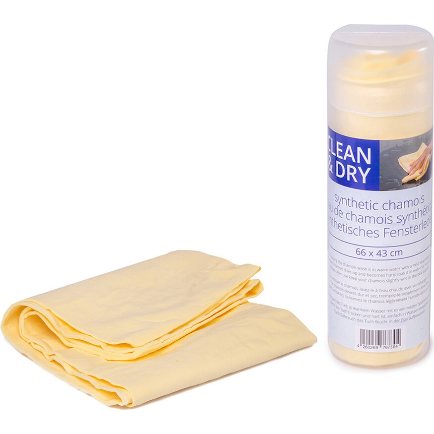 Laveta auto umeda Serwo cu recipient pastrare, tip piele de caprioara, 66 x 43 cm