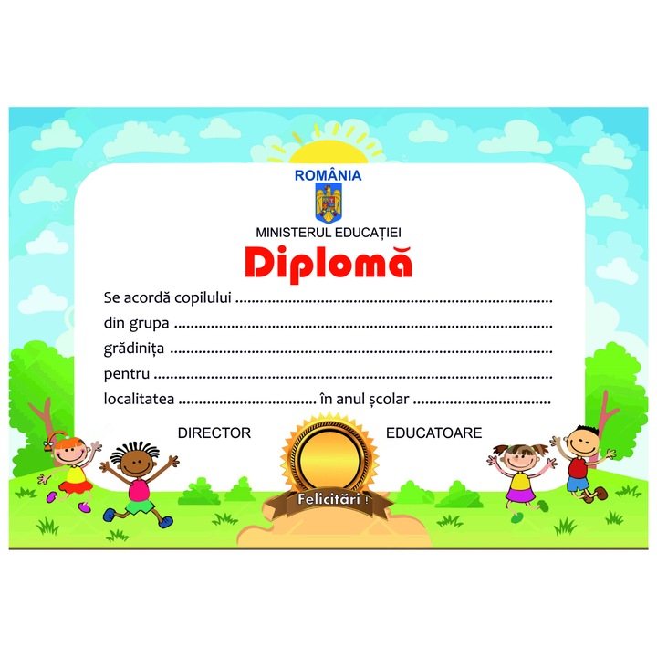 Diploma gradinita model 2, Format A4