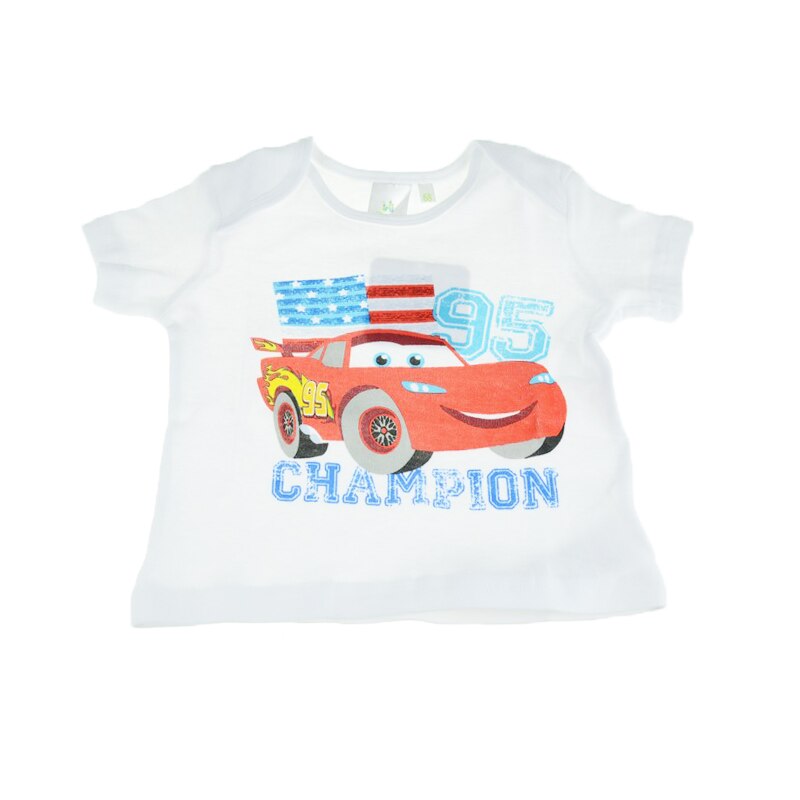 Tricou pentru baieti E Plus M Cars DISC5102687, Alb, 74 cm