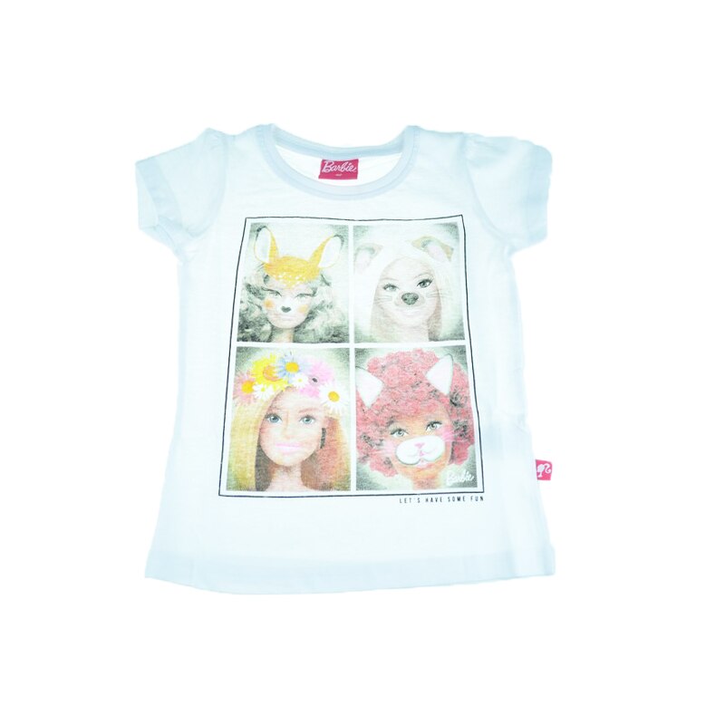 Tricou pentru fete E Plus M Barbie imprimeu desene animate, Alb