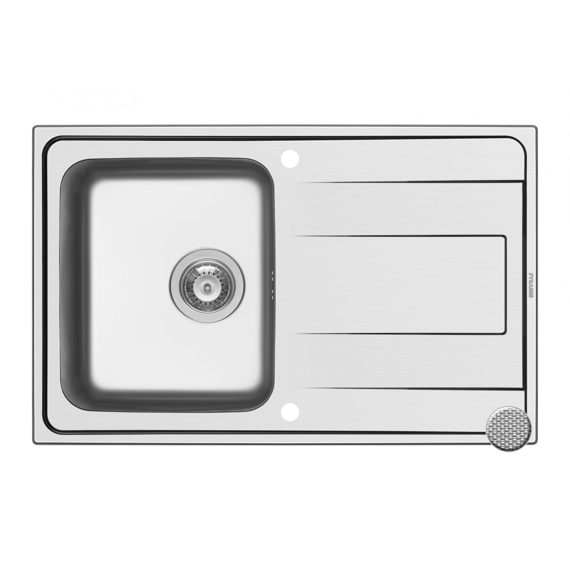 Chiuveta Inox Pyramis ALEA, 790x500 1B1D, adancime 180mm, reversibila, montare pe blat, finisaj anticalcar