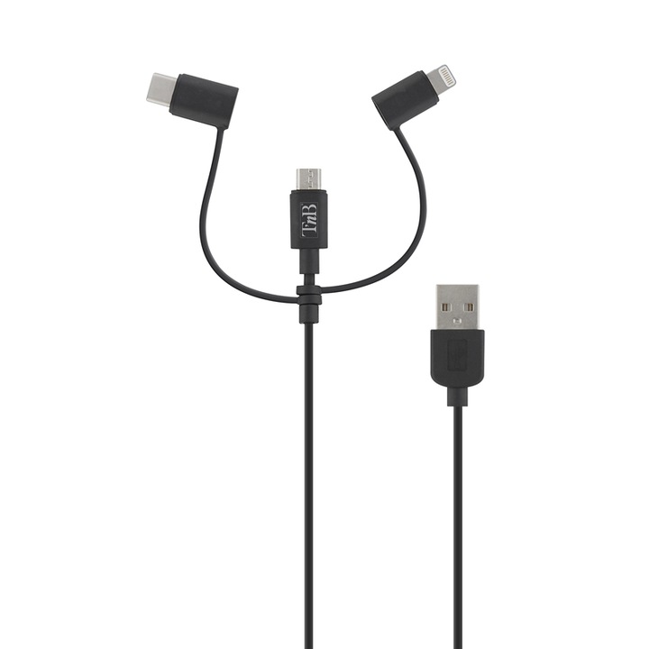 T'nB 3 az 1-ben Lightning kábel, mikro USB-vel és C típusú USB-vel, 1,5 m