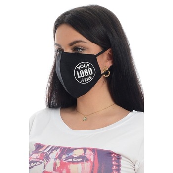 Set 20 bucati, masca cu logo personalizata prin broderie, reutilizabila, Dress To Impress, negru Set 20 bucati, masca cu logo personalizata prin broderie, reutilizabila, Dress To Impress, negru