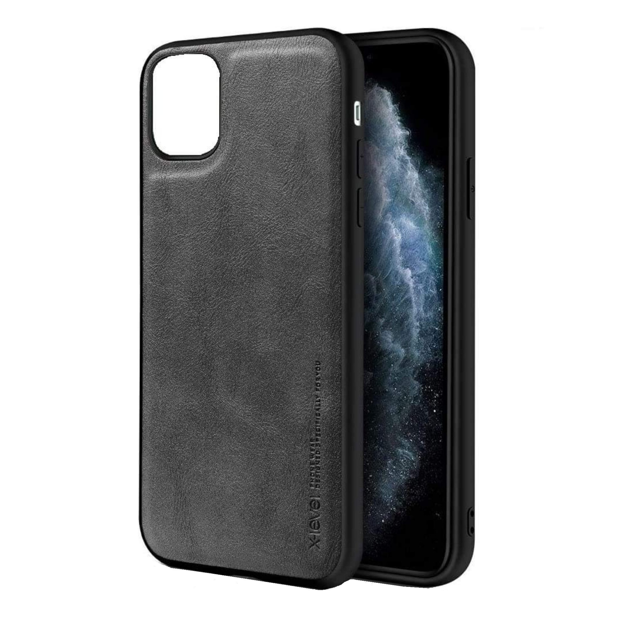Husa slim X-level iPhone 11 din silicon si piele ecologica, Gri