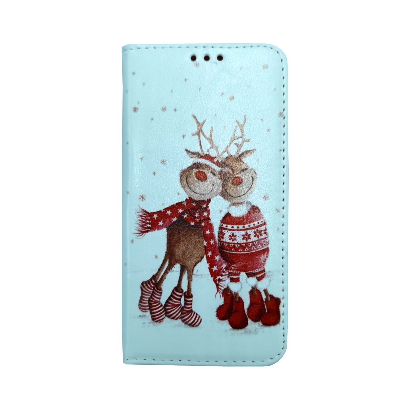 Husa Craciun Flip Carte Apple iPhone 11 Pro model model Sweet Reindeers, Portofel cu Stand, Antisoc, Viceversa Alb/Rosu