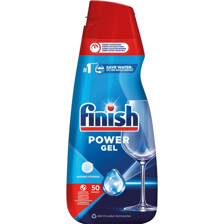Detergent de vase gel pentru masina de spalat Finish Power Gel Shining Powers Regular, 1L