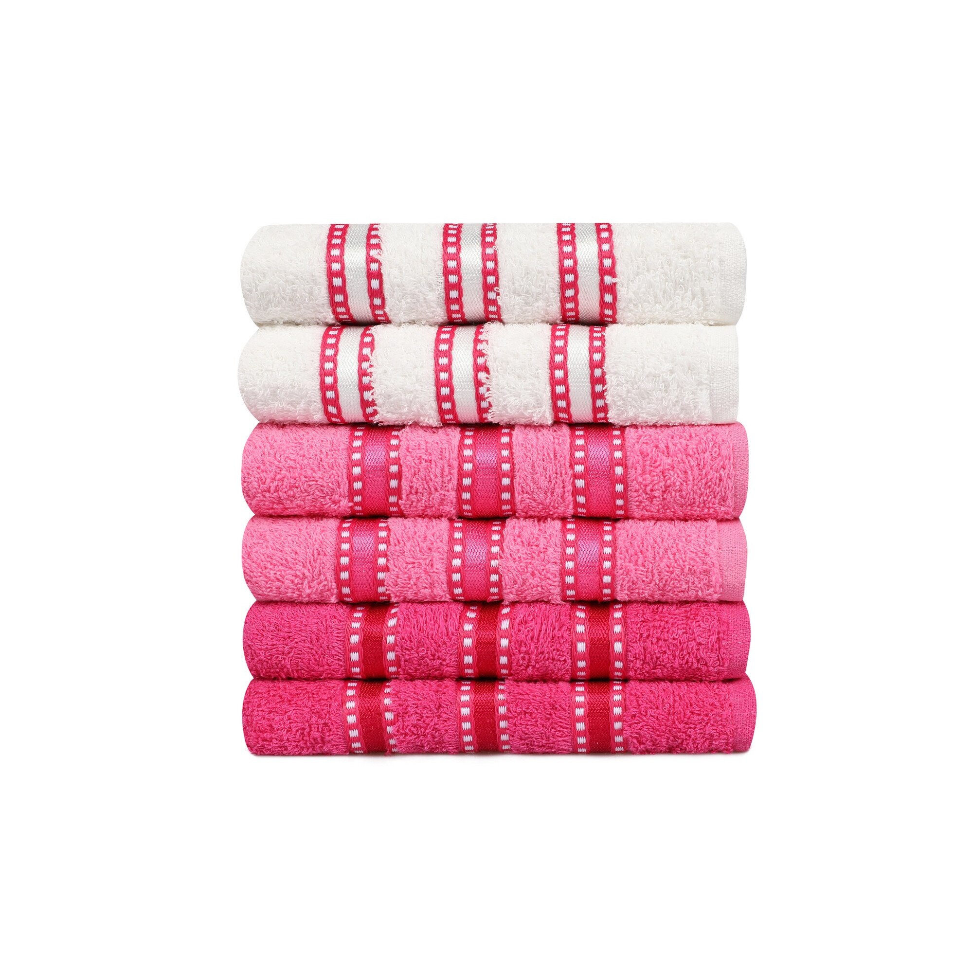 Set 6 prosoape bumbac 100%, Eponj Home, 50x85 cm, Makara Roz