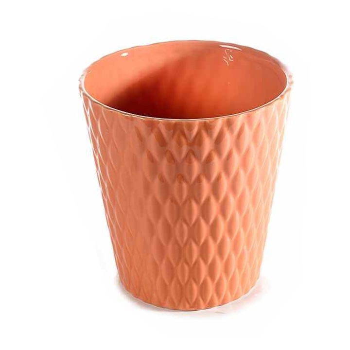 Ghiveci pentru flori ceramica portocaliu Ø 13 cm x 14 H