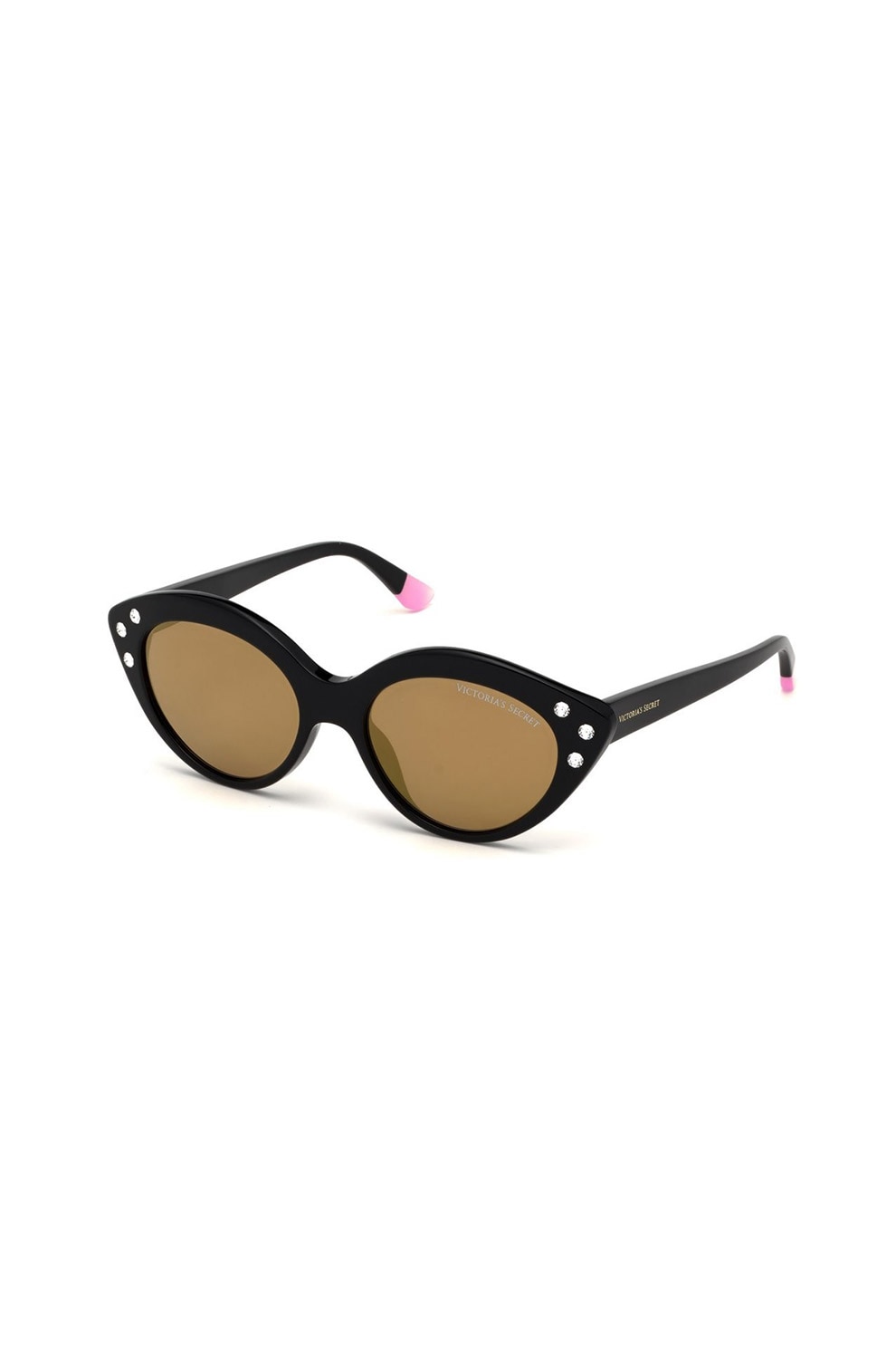 VICTORIA'S SECRET, Ochelari de soare polarizati cu strasuri, Negru/maro/roz, 54-18-140 Standard