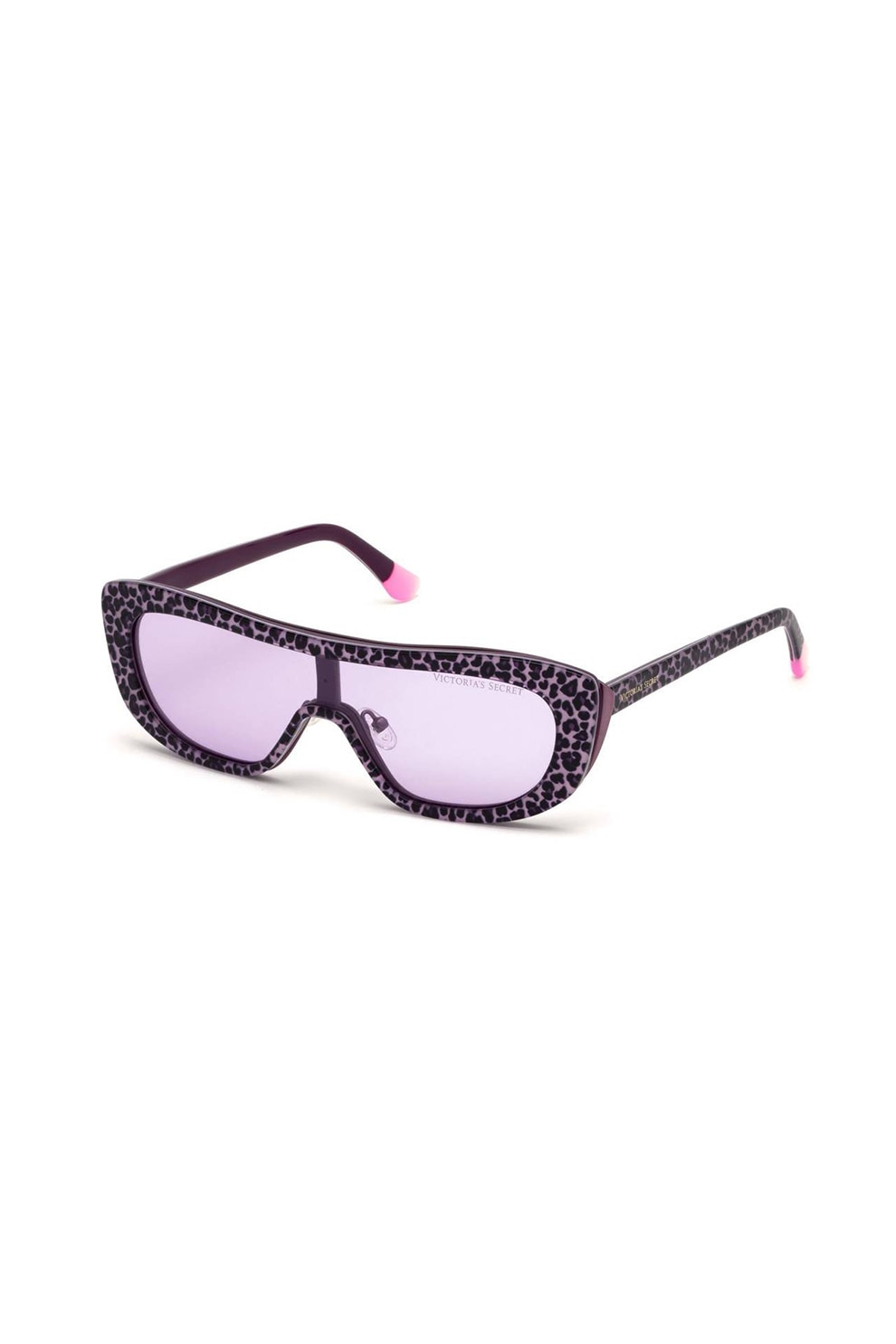 VICTORIA'S SECRET, Ochelari de soare shield polarizati, cu animal print, Violet/Lila/Negru, 55-17-140 Standard