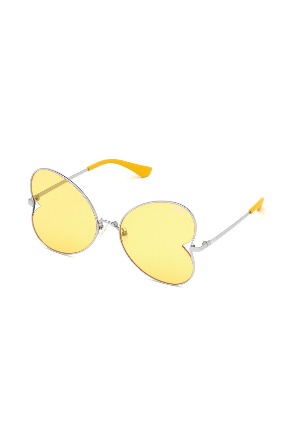 VICTORIA'S SECRET, Ochelari de soare polarizati cu lentile in forma de inima, Galben/argintiu, 59-18-145 Standard