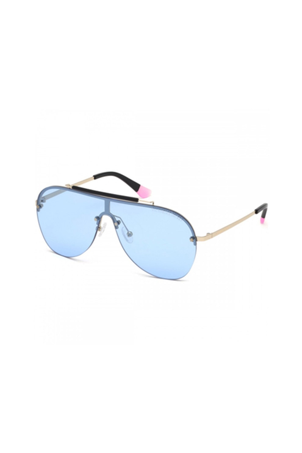 VICTORIA'S SECRET, Ochelari de soare aviator cu rama metalica, Albastru/Auriu, 60-21-135 Standard