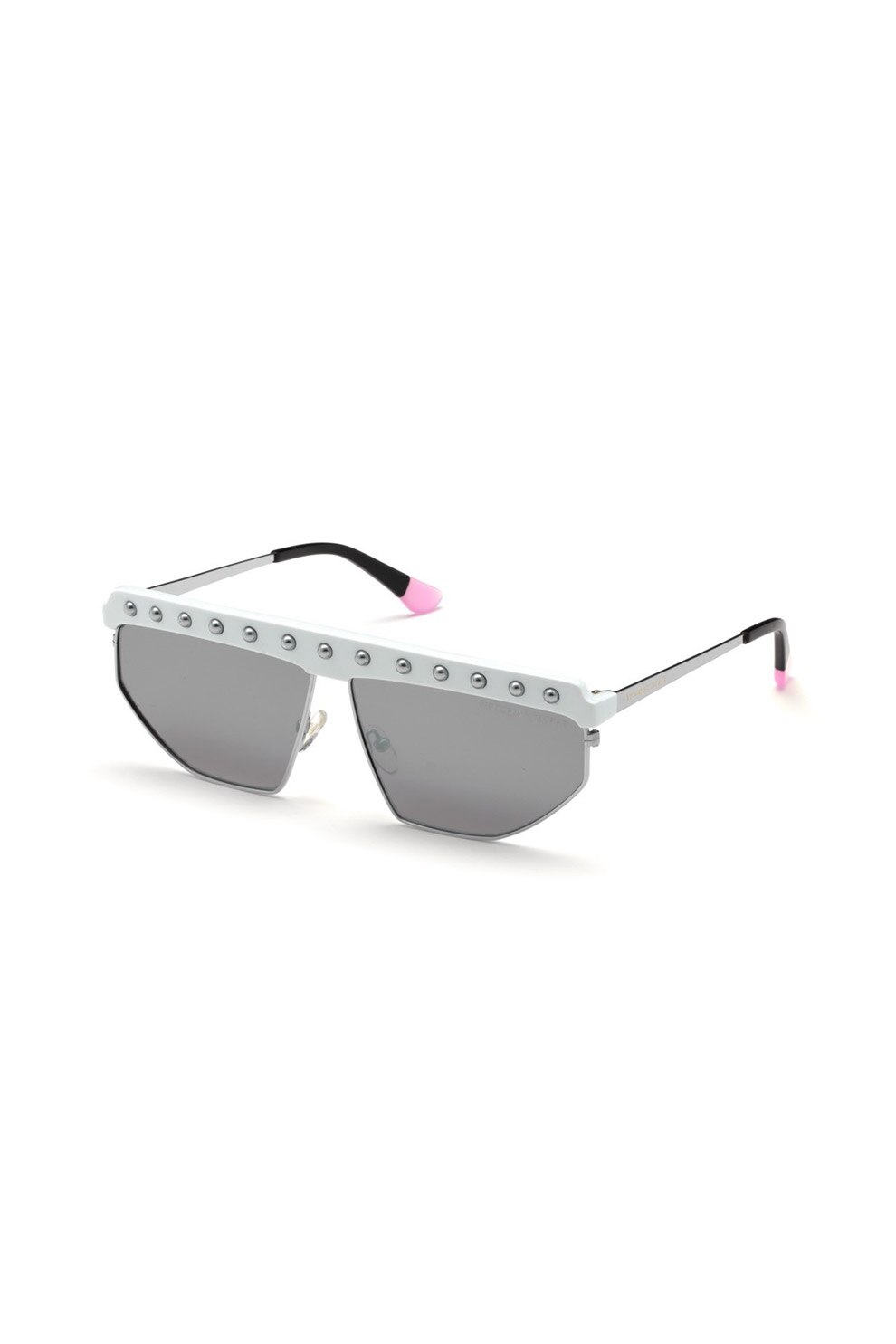 VICTORIA'S SECRET, Ochelari de soare dreptunghiulari cu rama metalica, Gri/Negru/Roz, 64-18-140 Standard