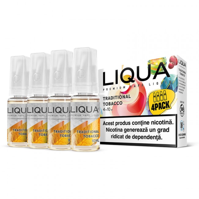 Set 4 x Lichide Liqua Elements - Traditional Tobacco ,10ml ,12mg/ml