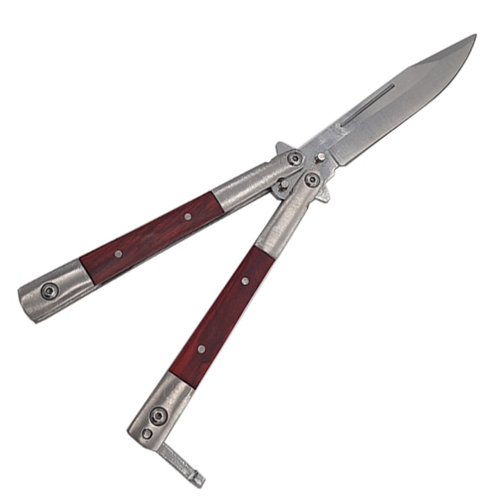 Pillangókés, fa nyél, dalimag, 22 cm, tok