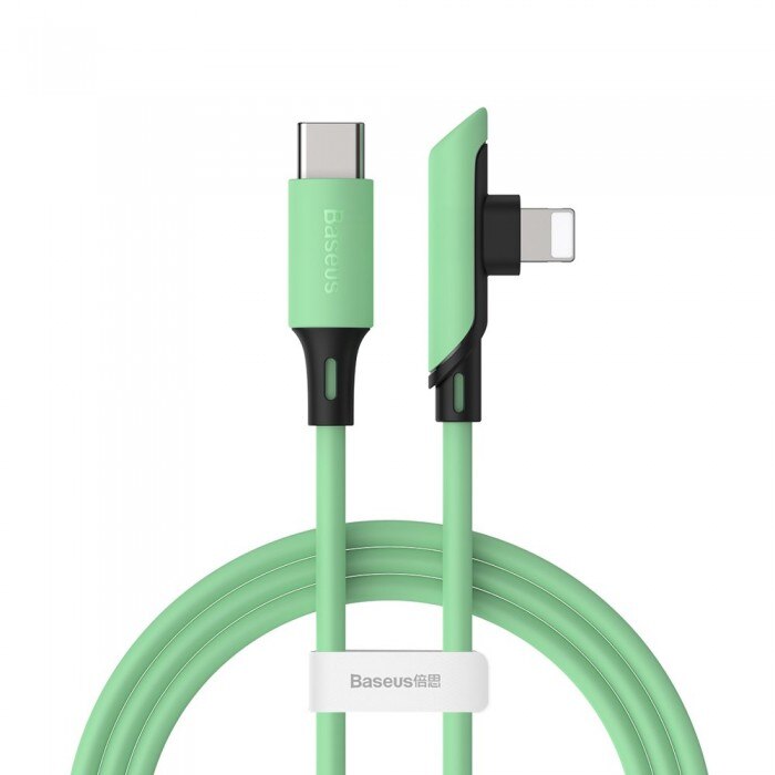 Cablu de date/incarcare Baseus, Colorful Elbow, Lightning/USB Type-C, 1.2 M, Verde