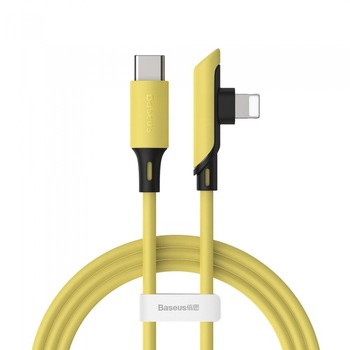 Cablu de date/incarcare Baseus, Colorful Elbow, Lightning/USB Type-C, 1.2 M, Galben Cablu de date/incarcare Baseus, Colorful Elbow, Lightning/USB Type-C, 1.2 M, Galben