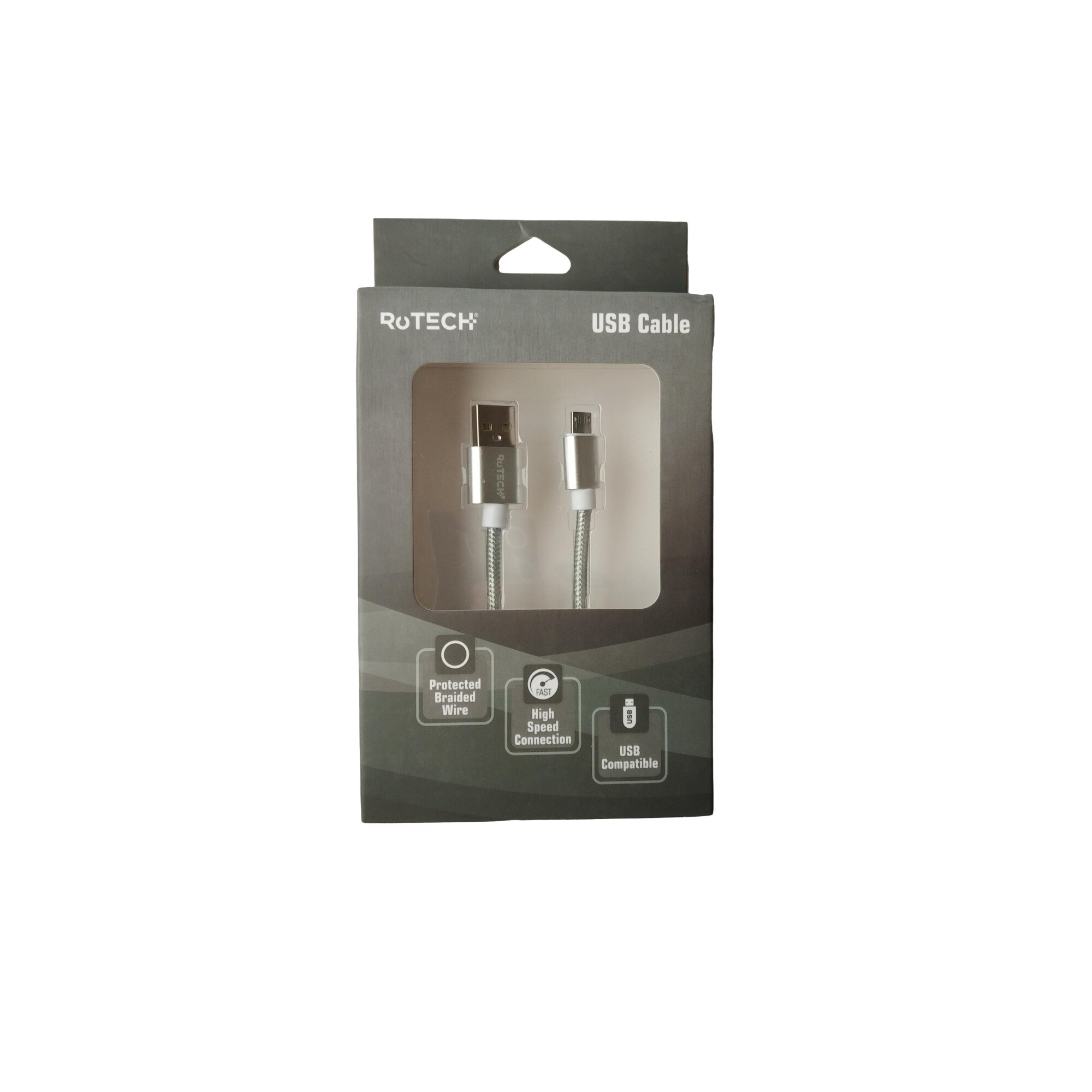 Cablu de date/incarcare RoTech USB-Tip C, 1m, Argintiu