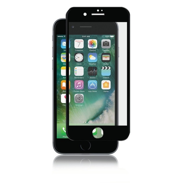 Стъклен протектор Smart Glass, 5D Full Glue Cover за IPhone SE2 (2020), Черен