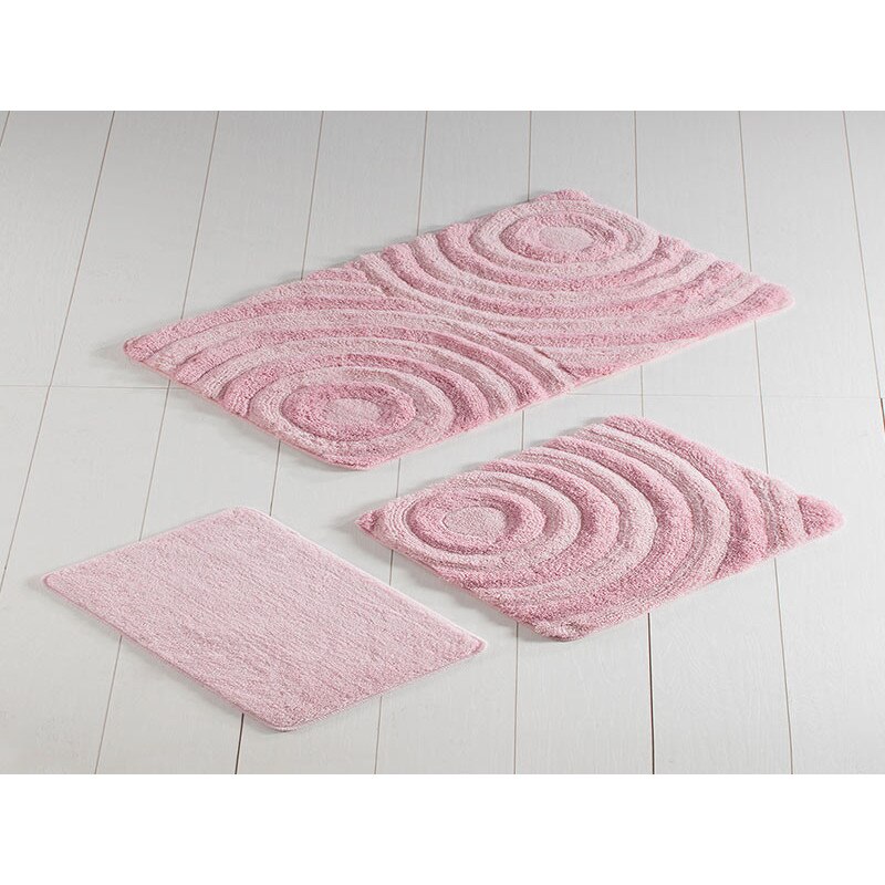 Set 3 Covorase de Baie, Chilai Home, model Wave Pudra , Acrilic