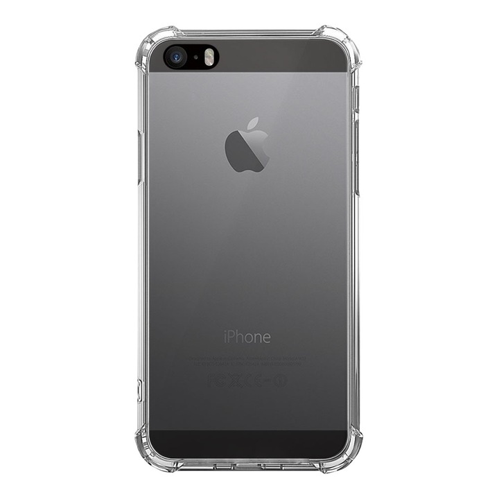 iShield Clear IPhone 5S ütésálló mobiltelefon tok, átlátszó, szilikon, leesésgátló sarkok, műanyag hátlap