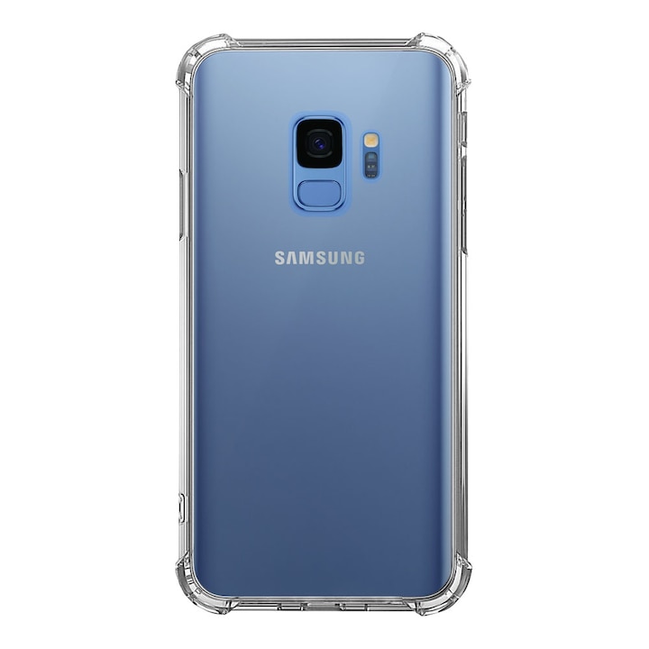 Husa pentru Samsung S9, antisoc, transparenta, silicon, colturi Anti-Drop, spate plastic, iShield Clear