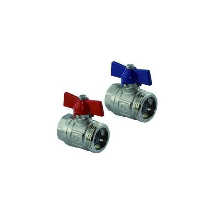 Set robineti cu bila Purmo pentru distribuitor incalzire in pardoseala dn 25, 2 bucati