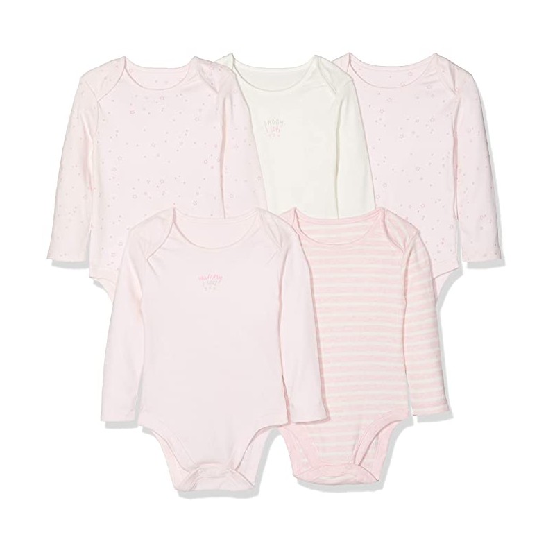 Set Body cu maneca lunga Mothercare, 5Piese, Girl Pink, 0-1 luni