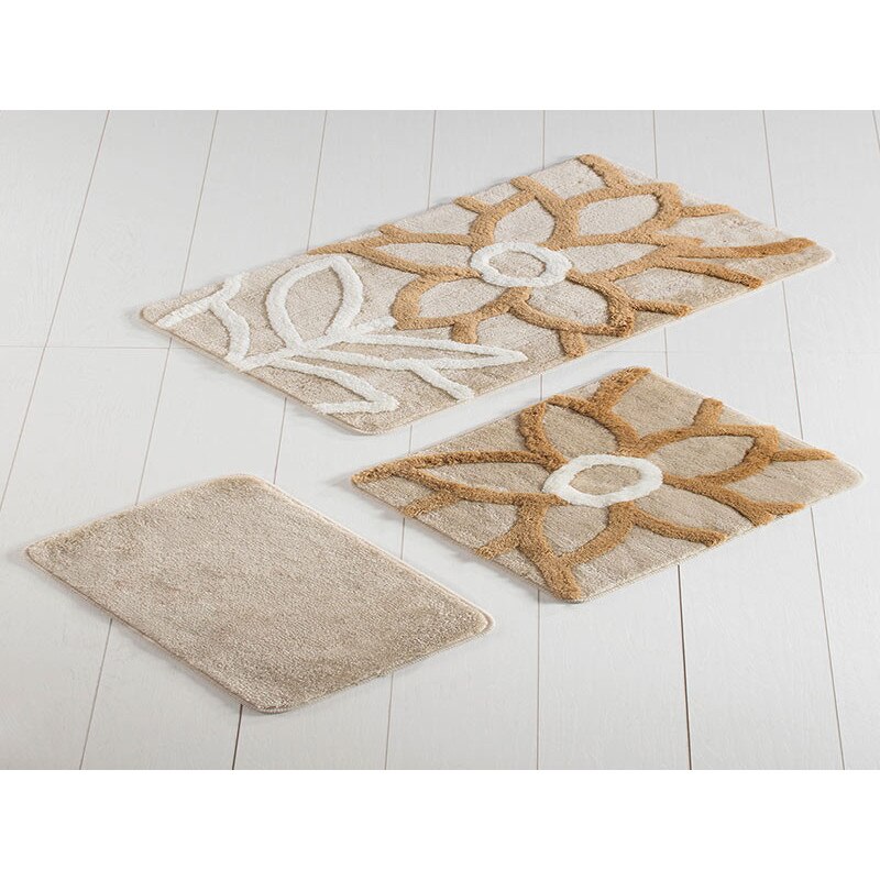 Set 3 Covorase de Baie, Chilai Home, model Naturel Bej , Acrilic