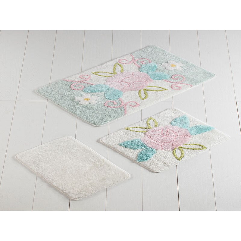 Set 3 Covorase de Baie, Chilai Home, model , Chilai Home, model Garden Mint , 100% Acril