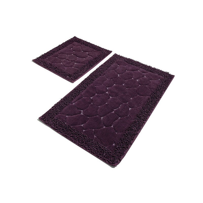 Set 2 Covorase de Baie, Chilai Home, model Stone Mov , 100% Acril