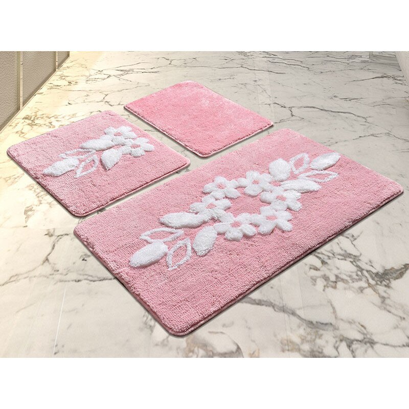 Set 3 Covorase de Baie, Chilai Home, model Bella Roz , Acrilic