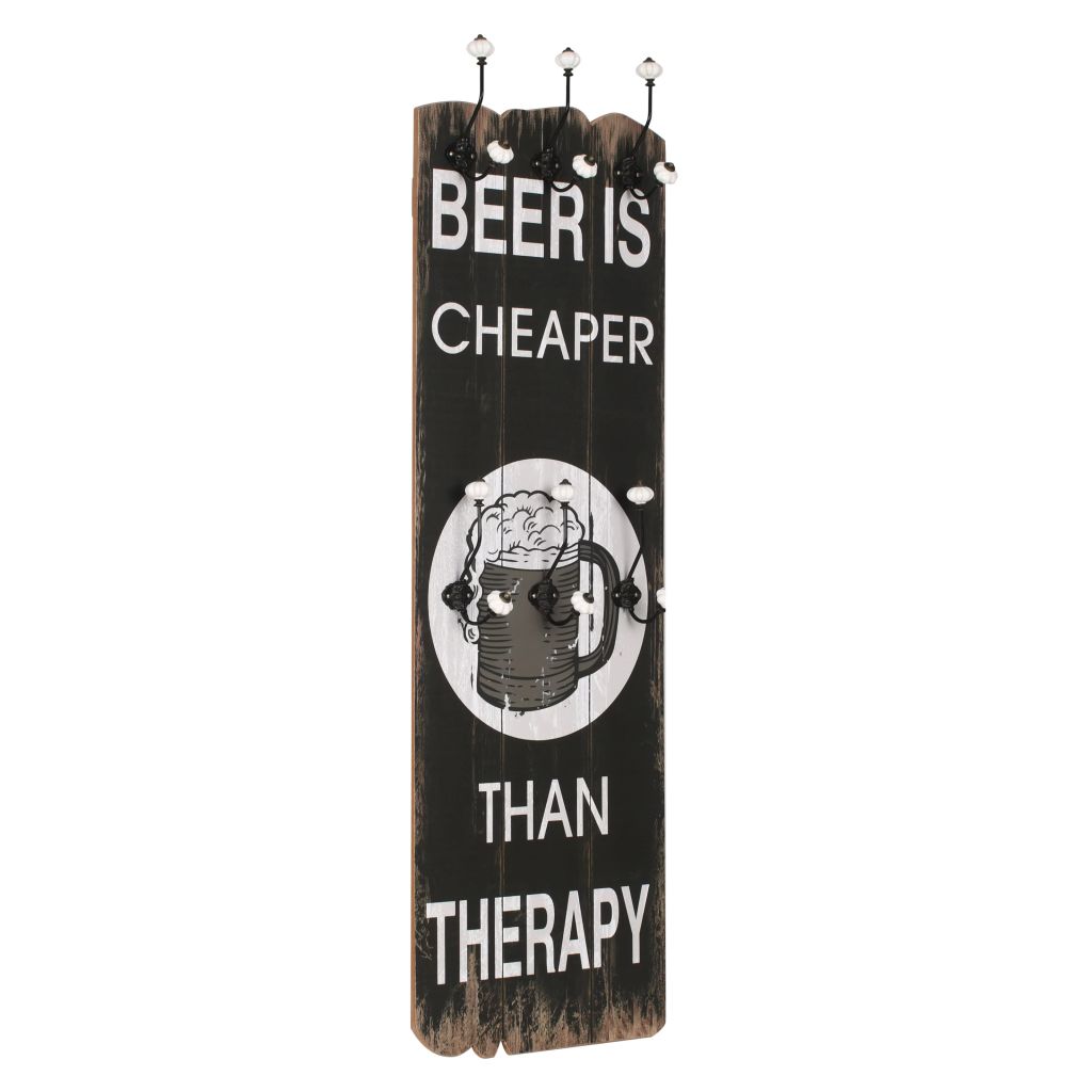 Cuier de perete, vidaXL, MDF, 40 x 120 cm, Model Beer, Negru